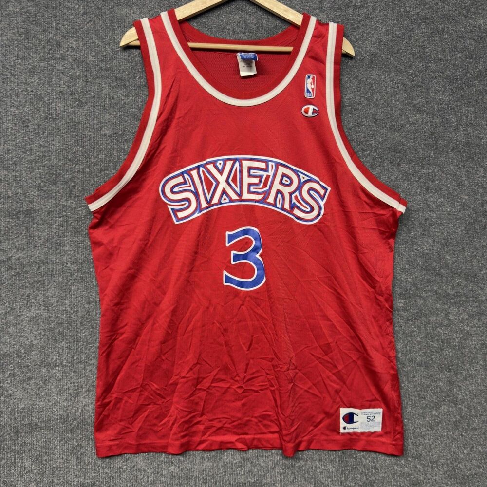 Vintage Philadelphia 76ers Jersey Mens 52 Red NBA Basketball Champion Iverson